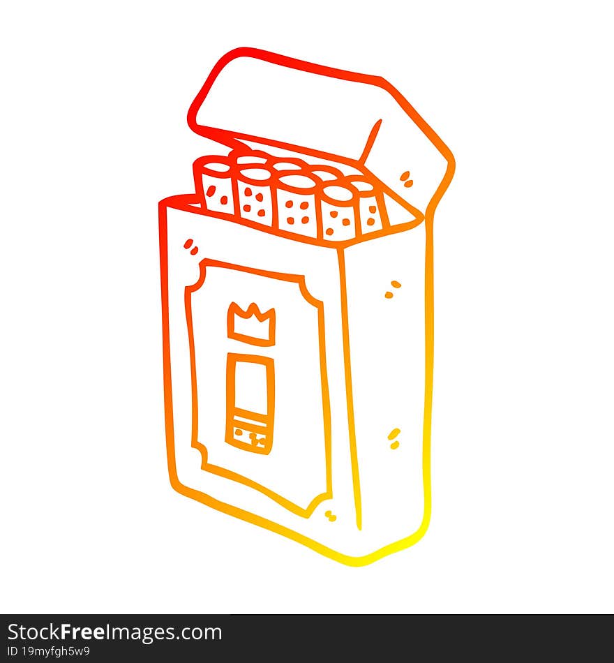 warm gradient line drawing of a cartoon pack of cigarettes