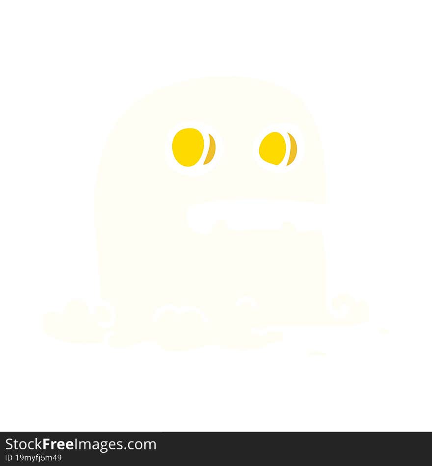 flat color illustration cartoon spooky ghost