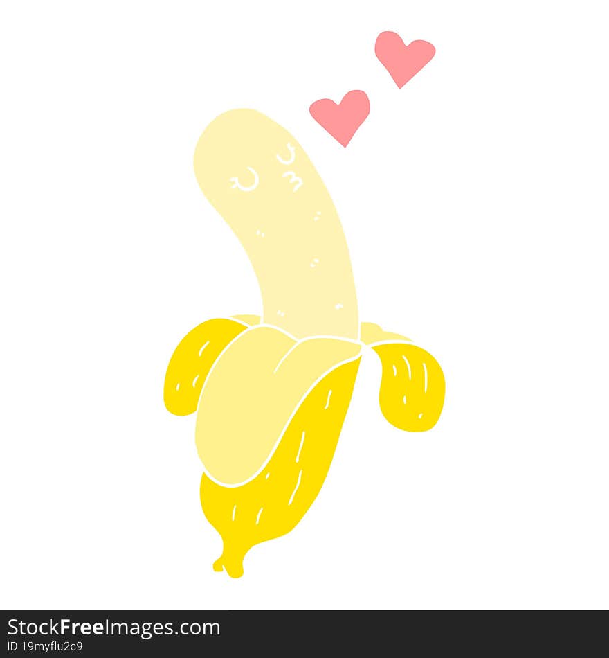 flat color style cartoon banana in love