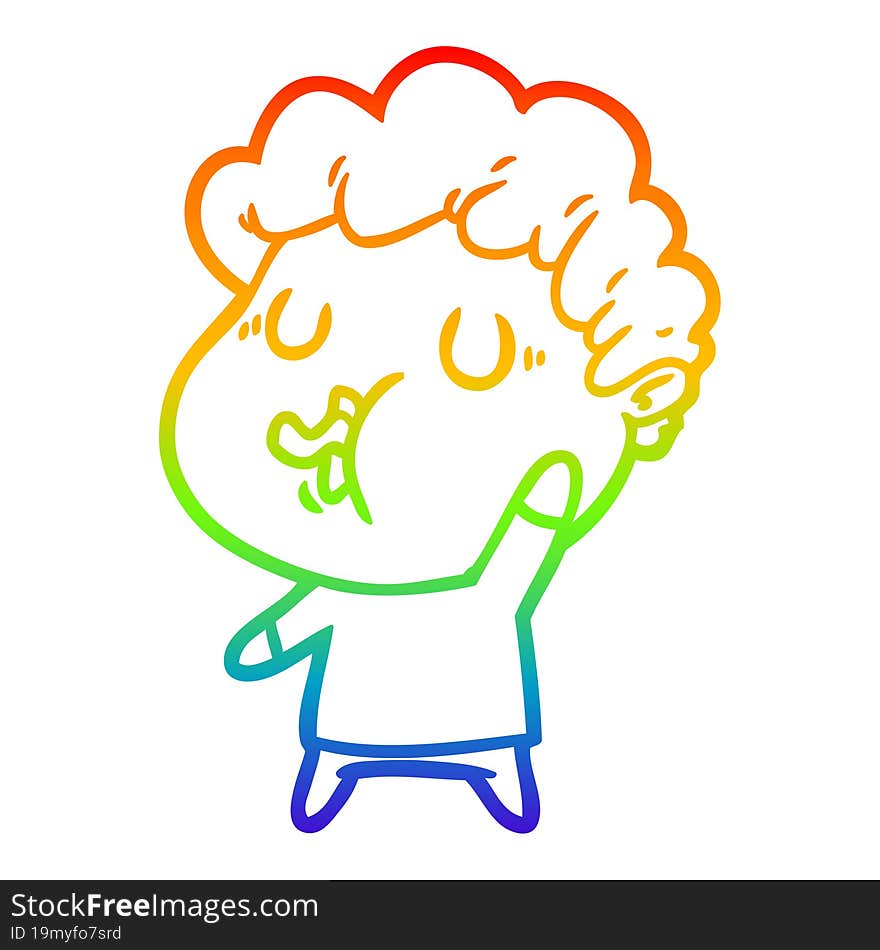 Rainbow Gradient Line Drawing Cartoon Man Singing