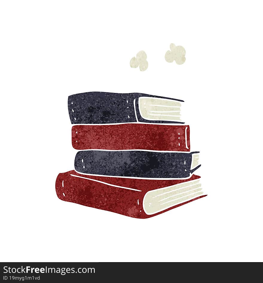 freehand retro cartoon stack of books