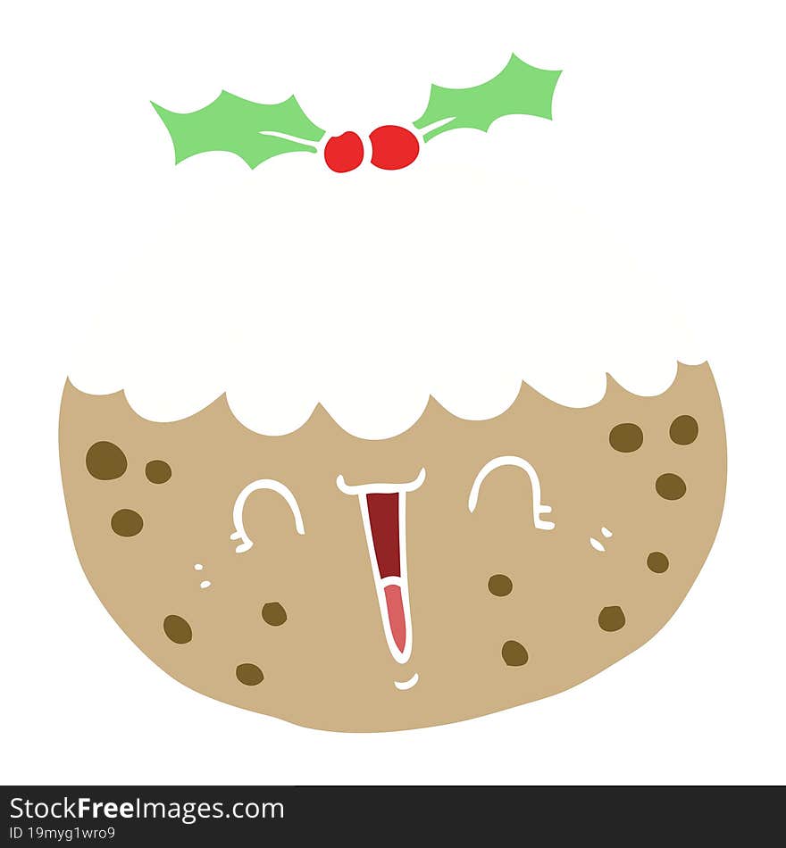 Cute Flat Color Style Cartoon Christmas Pudding