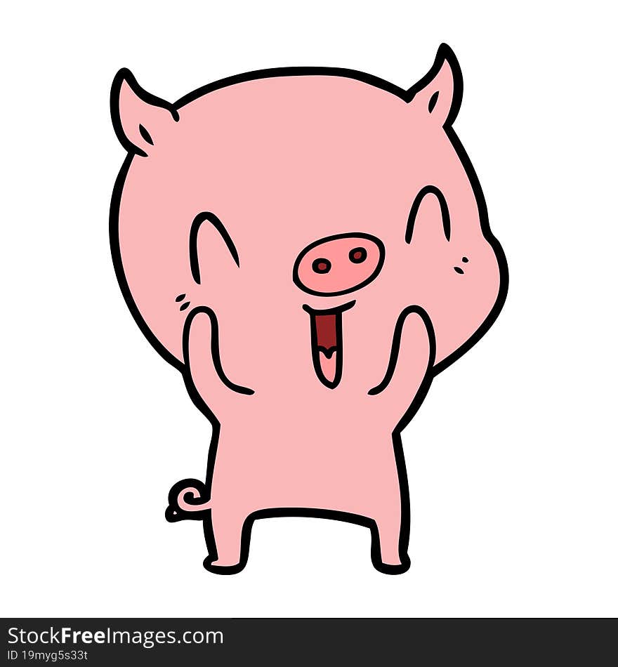 happy cartoon pig. happy cartoon pig