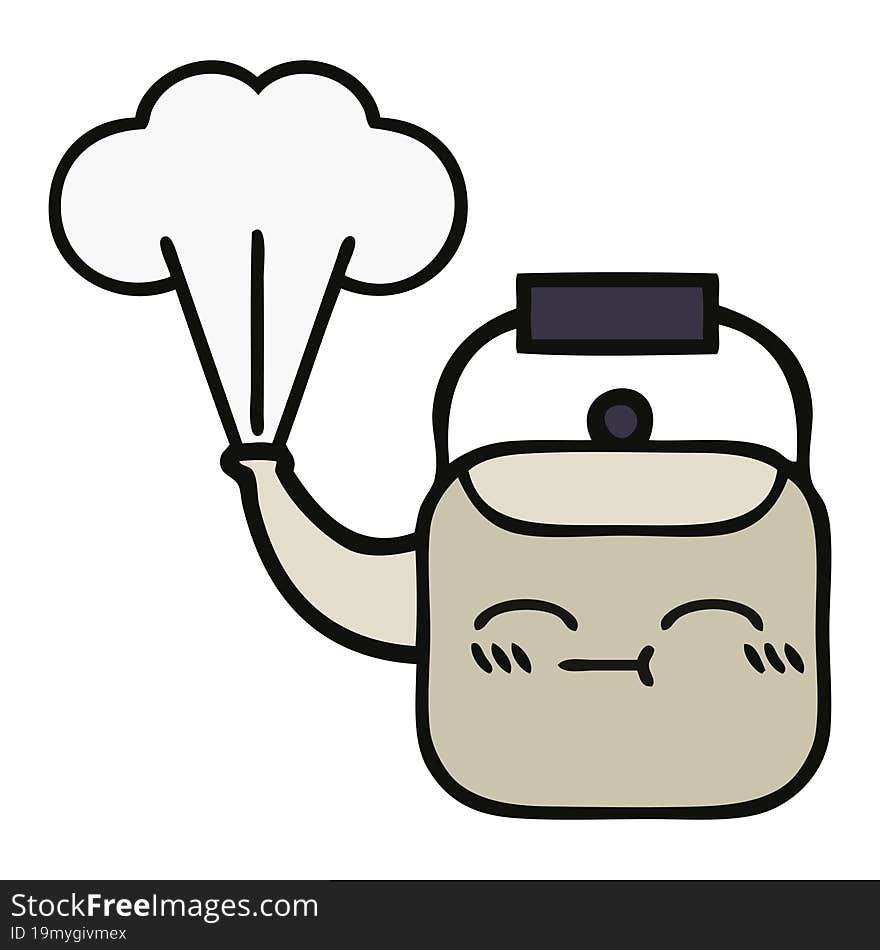 Cute Cartoon Steaming Kettle