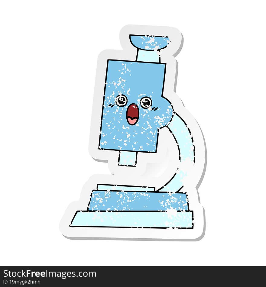 distressed sticker of a cute cartoon microscope