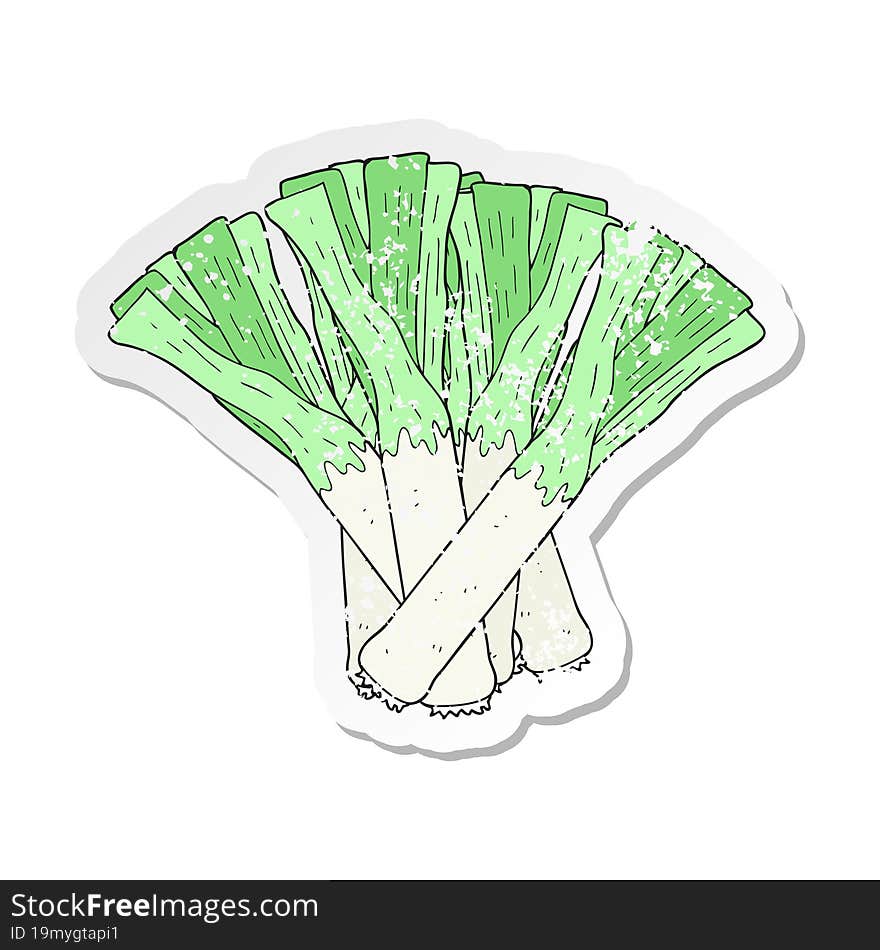 retro distressed sticker of a cartoon leeks