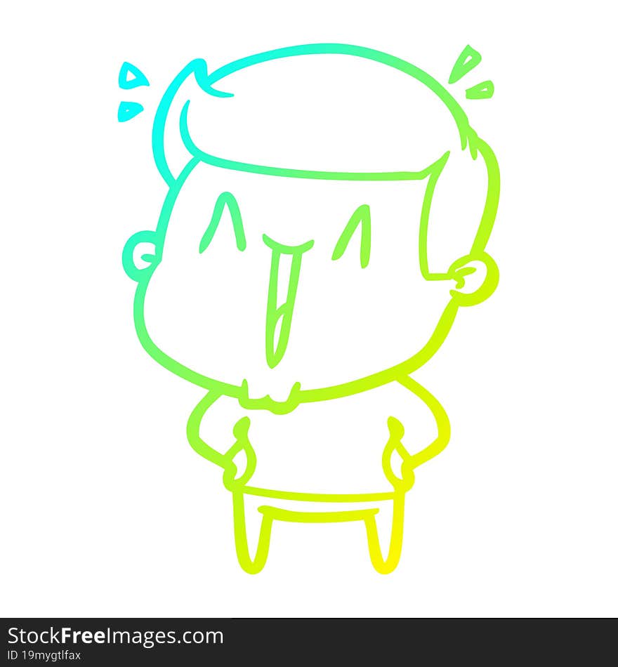 cold gradient line drawing cartoon excited man