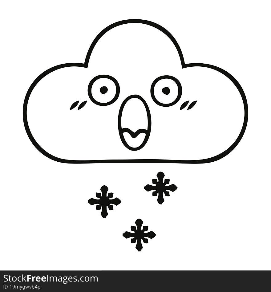 line drawing cartoon storm snow cloud