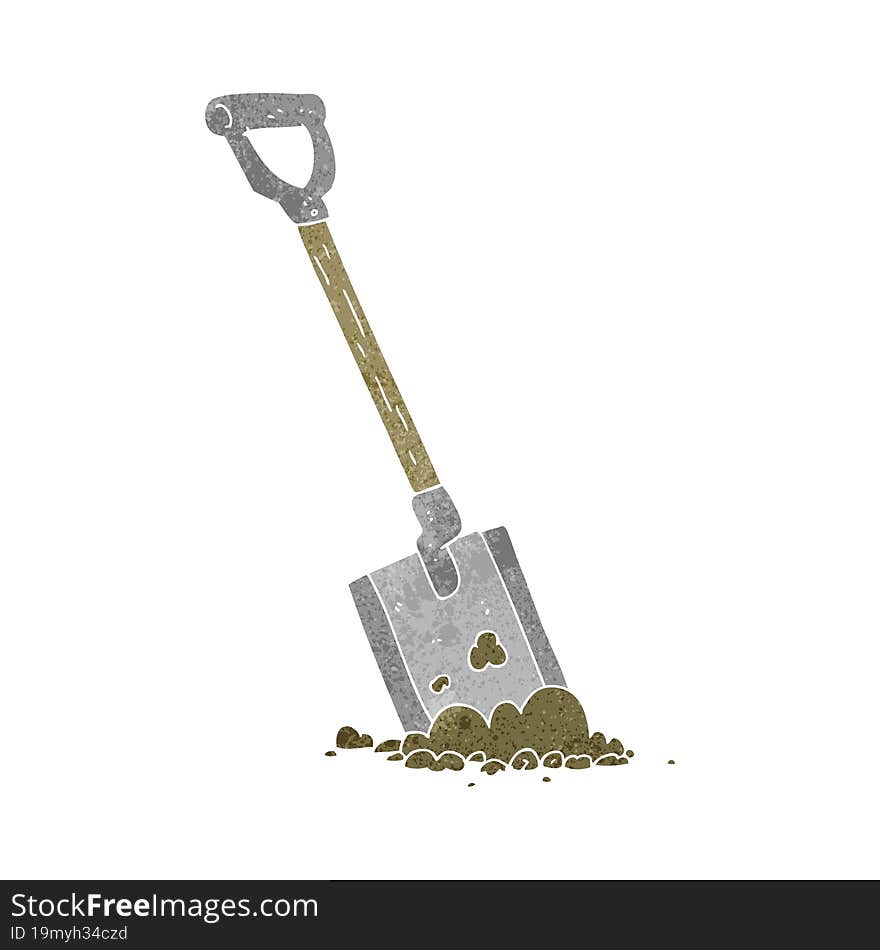 Retro Cartoon Shovel In Dirt