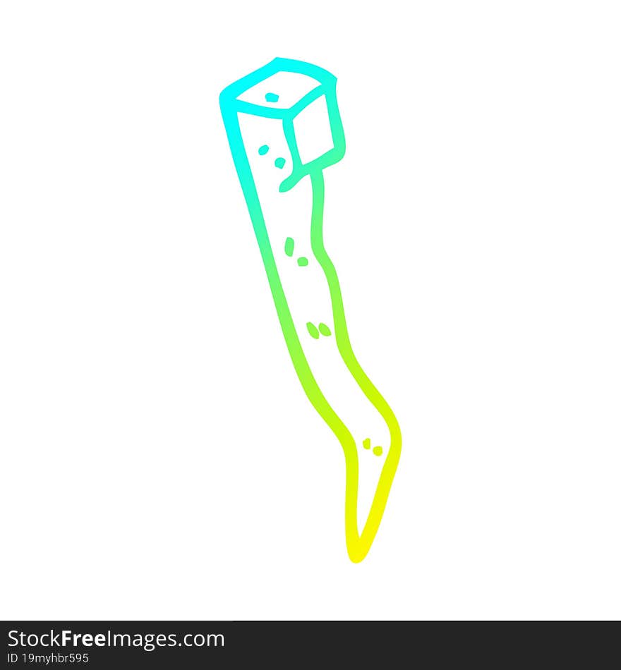 cold gradient line drawing cartoon old bent iron nail