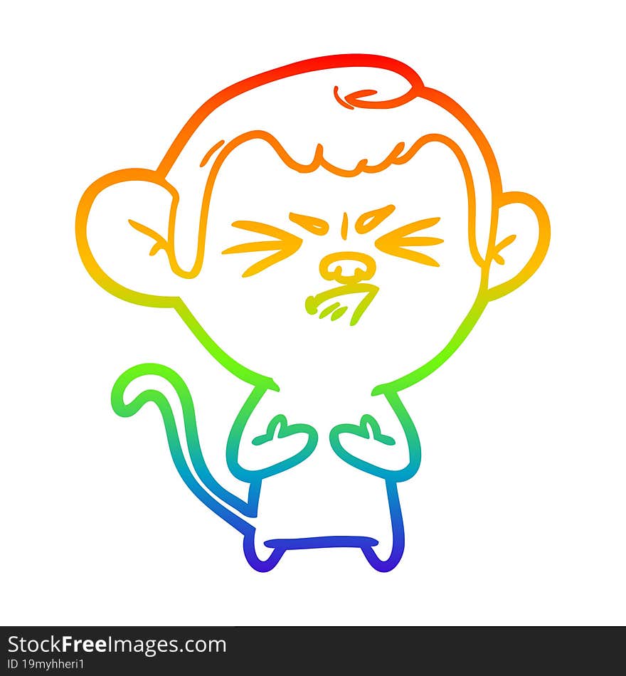 rainbow gradient line drawing cartoon annoyed monkey