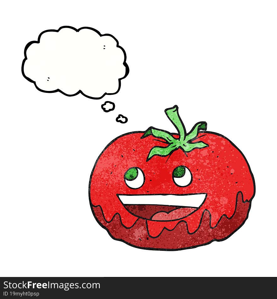 freehand drawn thought bubble textured cartoon tomato