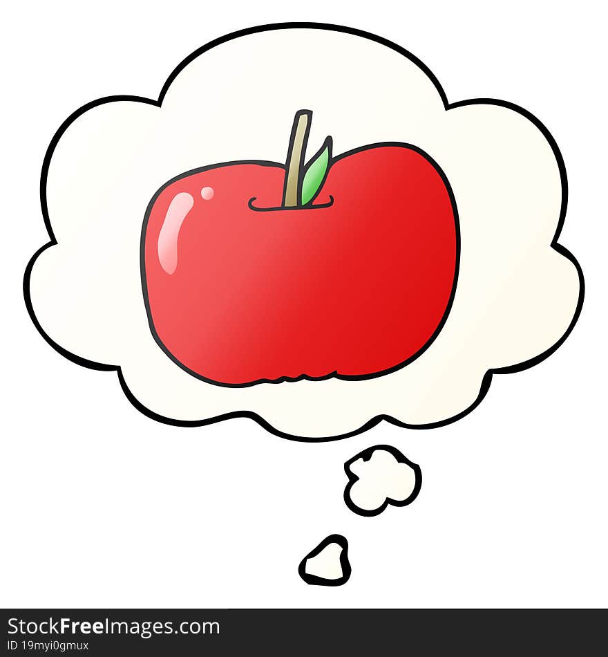 cartoon apple and thought bubble in smooth gradient style