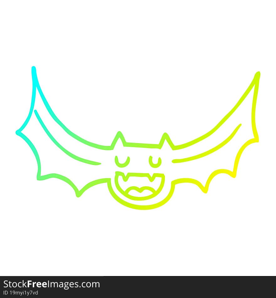 Cold Gradient Line Drawing Cartoon Bat