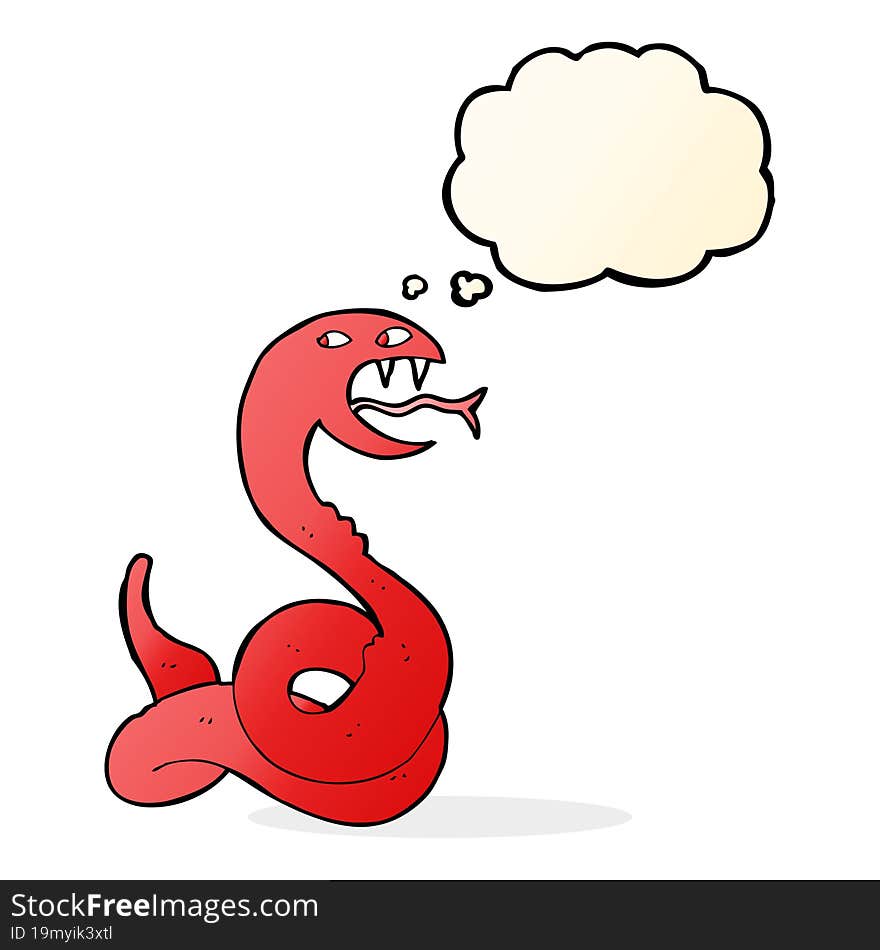 Cartoon Hissing Snake With Thought Bubble