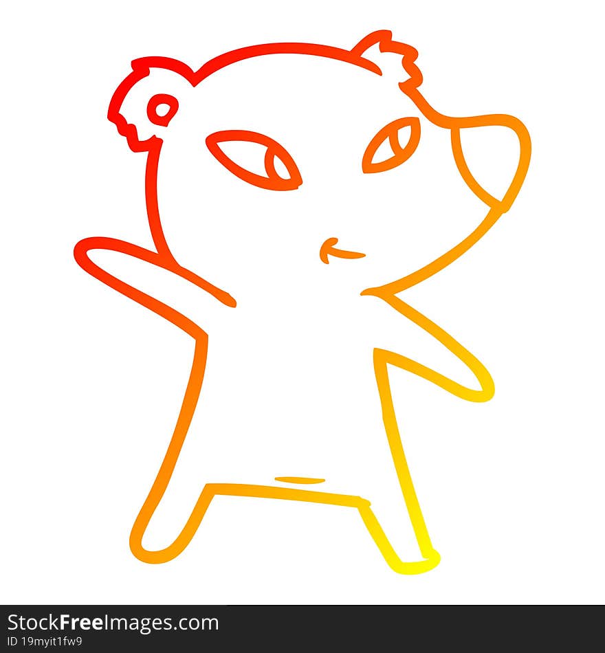 warm gradient line drawing cute cartoon bear