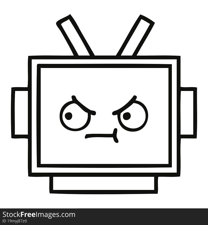 line drawing cartoon robot head