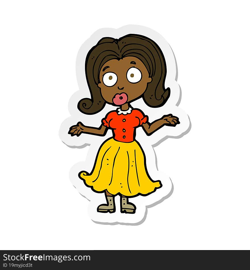 sticker of a cartoon confused girl