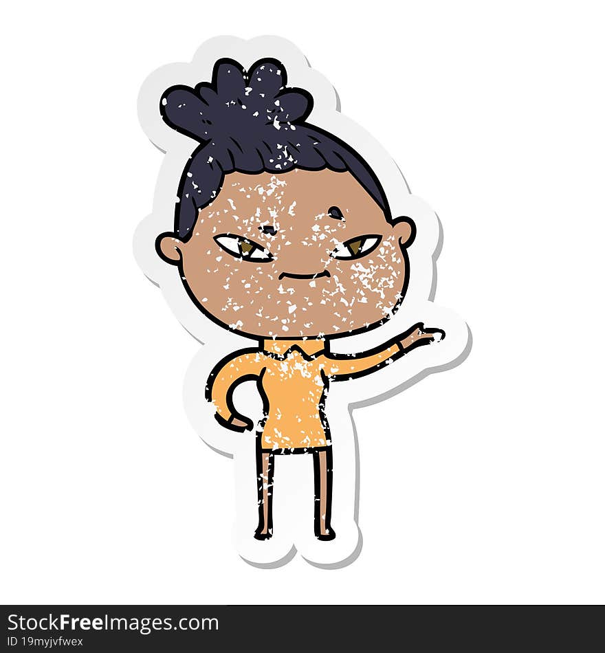 Distressed Sticker Of A Cartoon Woman