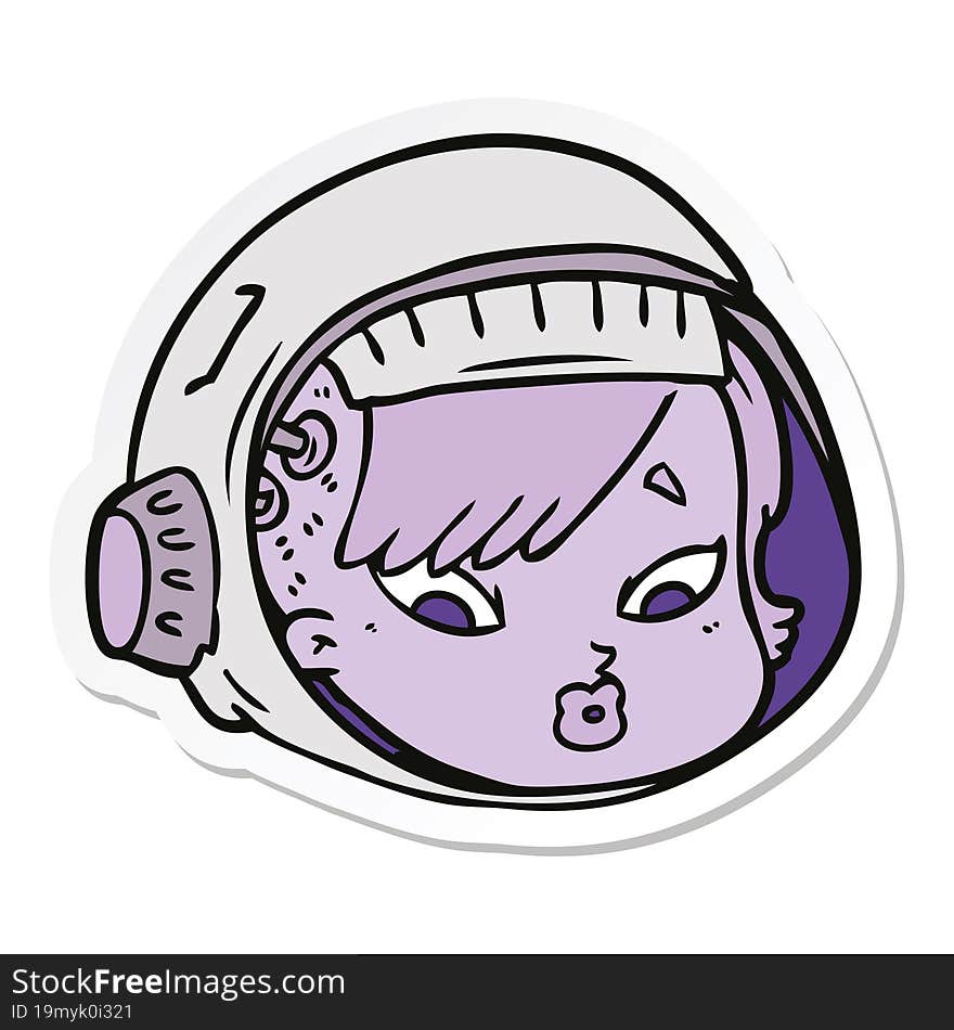 Sticker Of A Cartoon Astronaut Face