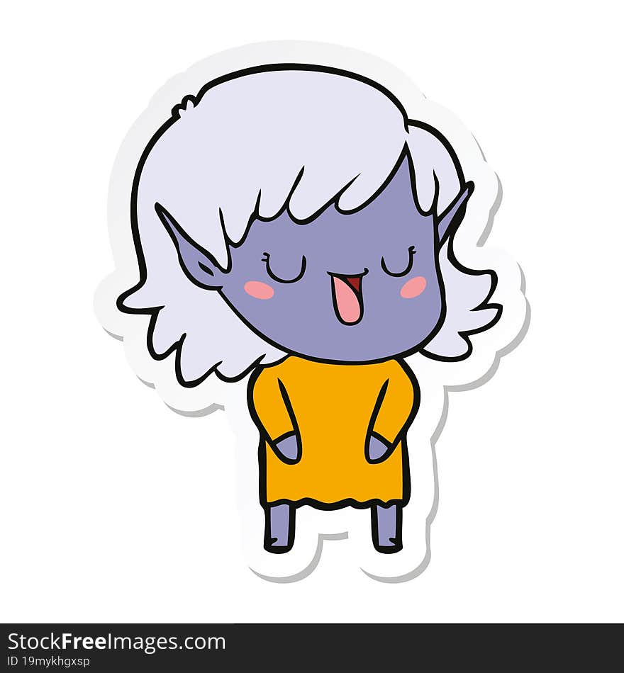 sticker of a cartoon elf girl