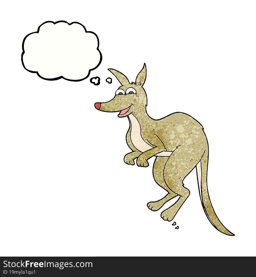 freehand drawn thought bubble textured cartoon kangaroo