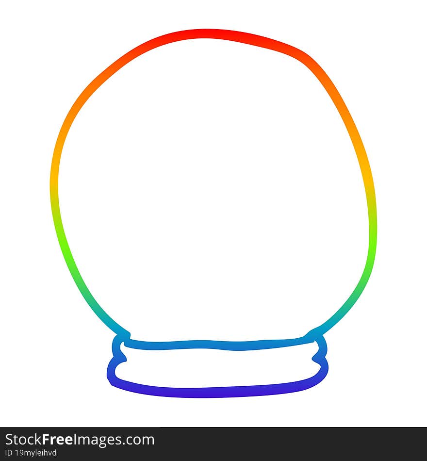 Rainbow Gradient Line Drawing Cartoon Crystal Ball