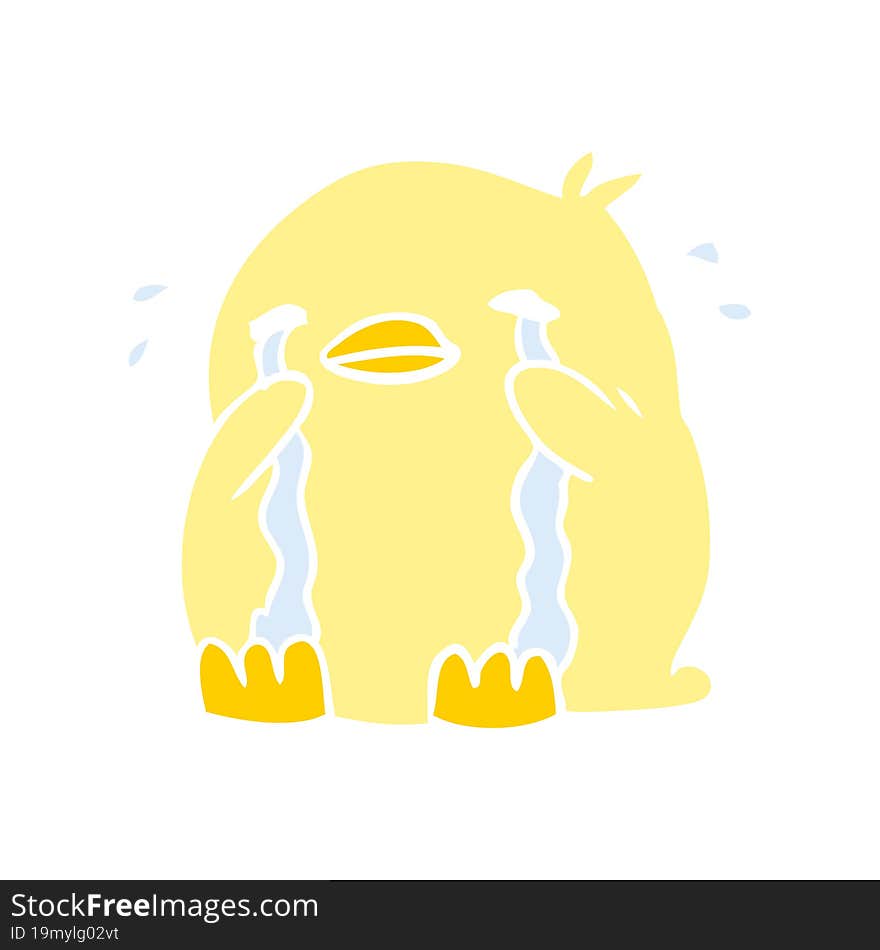 flat color style cartoon crying bird