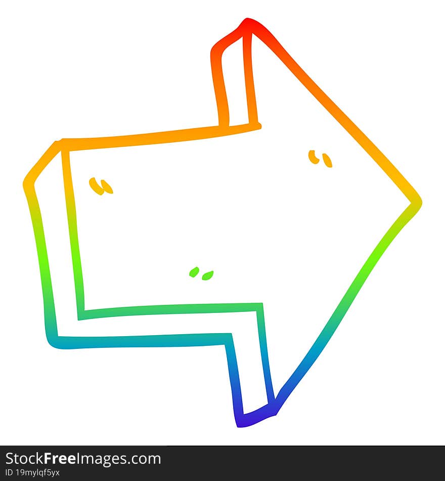 Rainbow Gradient Line Drawing Cartoon Red Arrow