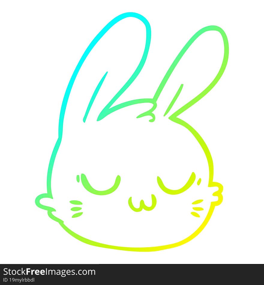 cold gradient line drawing of a cartoon rabbit face