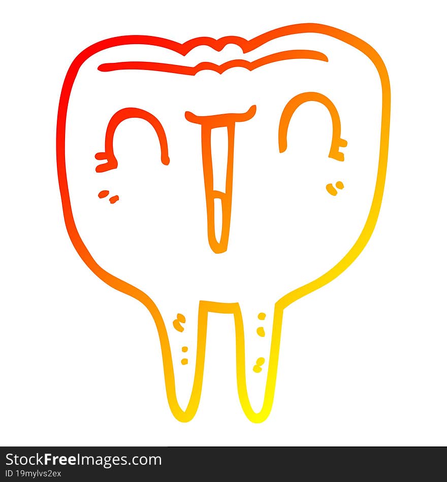 warm gradient line drawing cartoon happy tooth