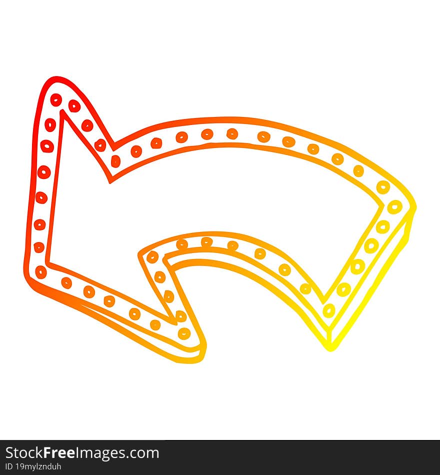 warm gradient line drawing of a cartoon light up arrow