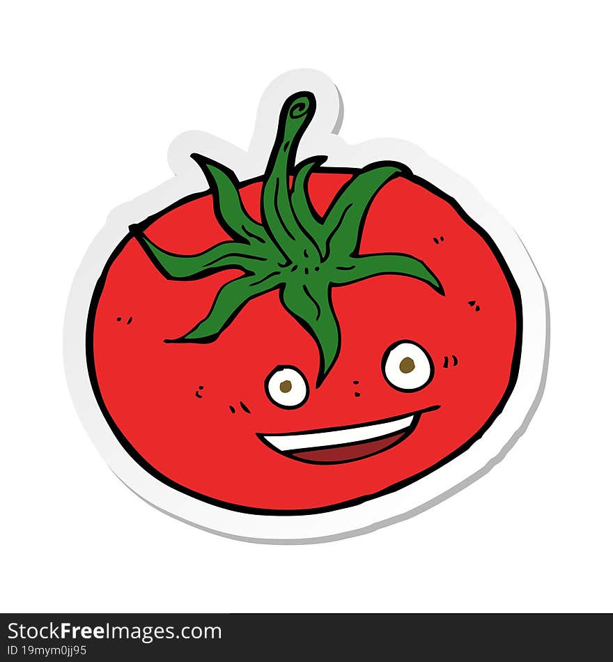 sticker of a cartoon tomato