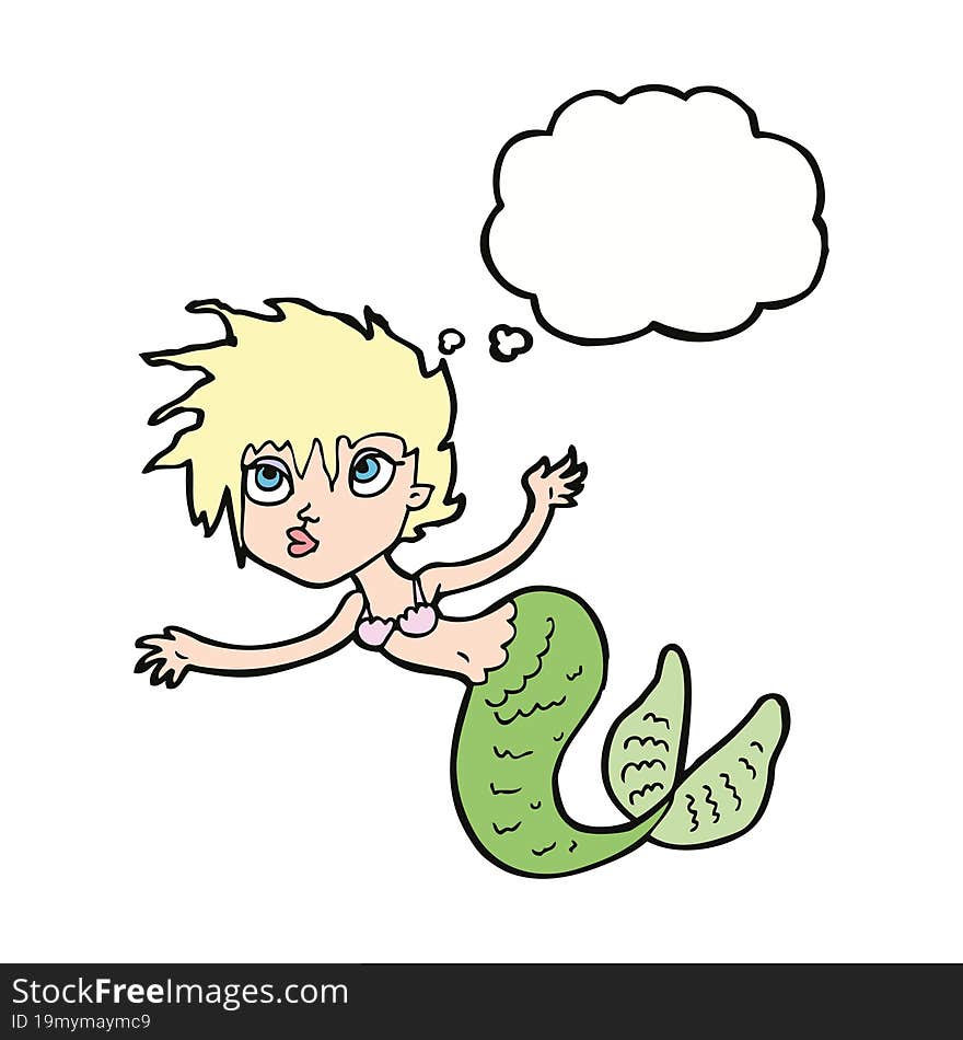 Cartoon Mermaid With Thought Bubble