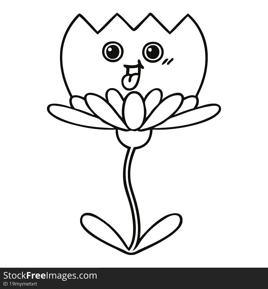 line drawing cartoon of a flower. line drawing cartoon of a flower