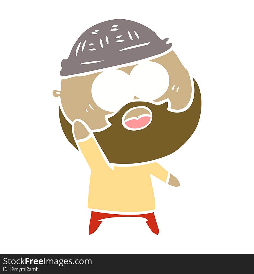 flat color style cartoon bearded man holding up hand