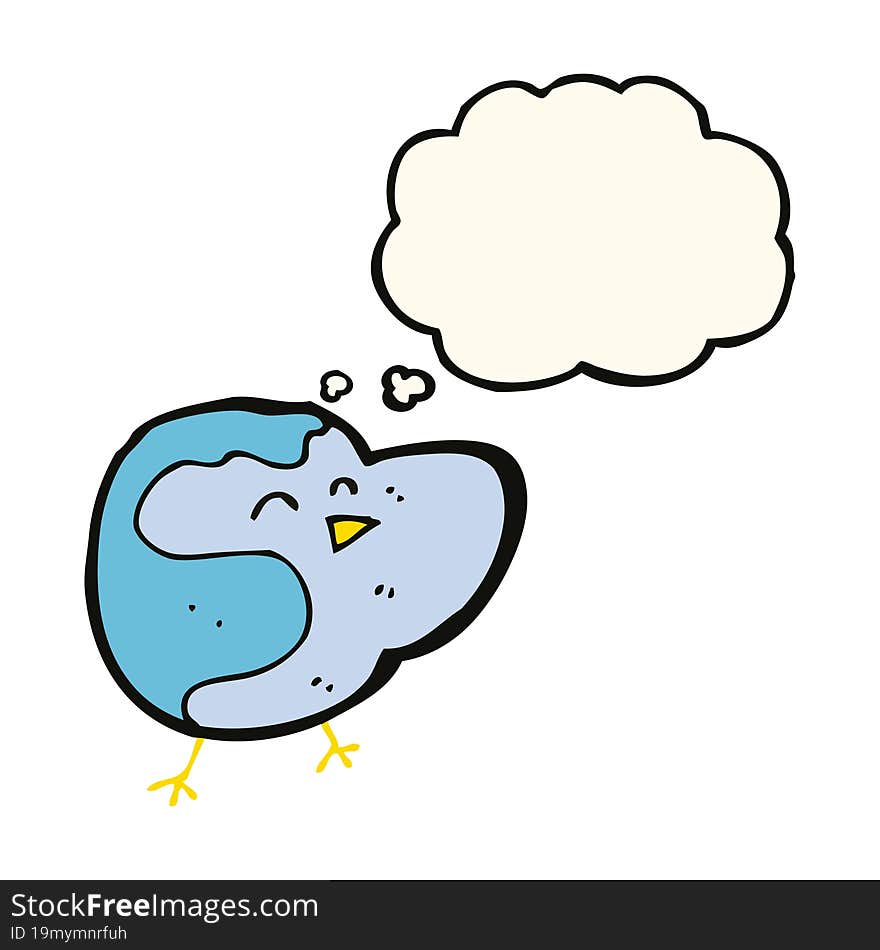 cartoon bird with thought bubble