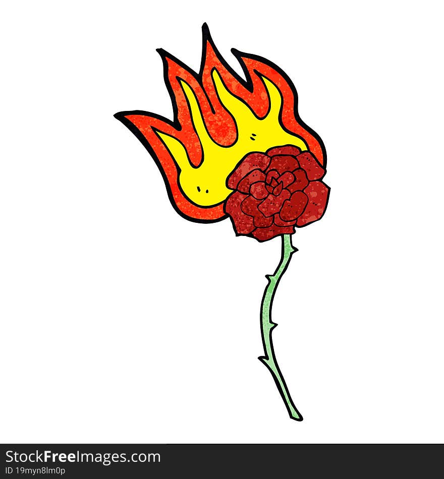 Cartoon Burning Rose