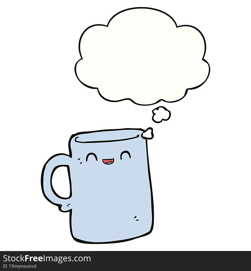 cartoon mug and thought bubble