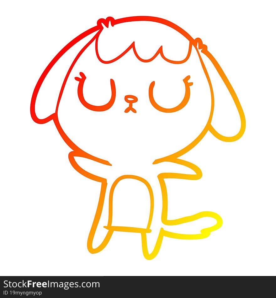 Warm Gradient Line Drawing Cute Cartoon Dog