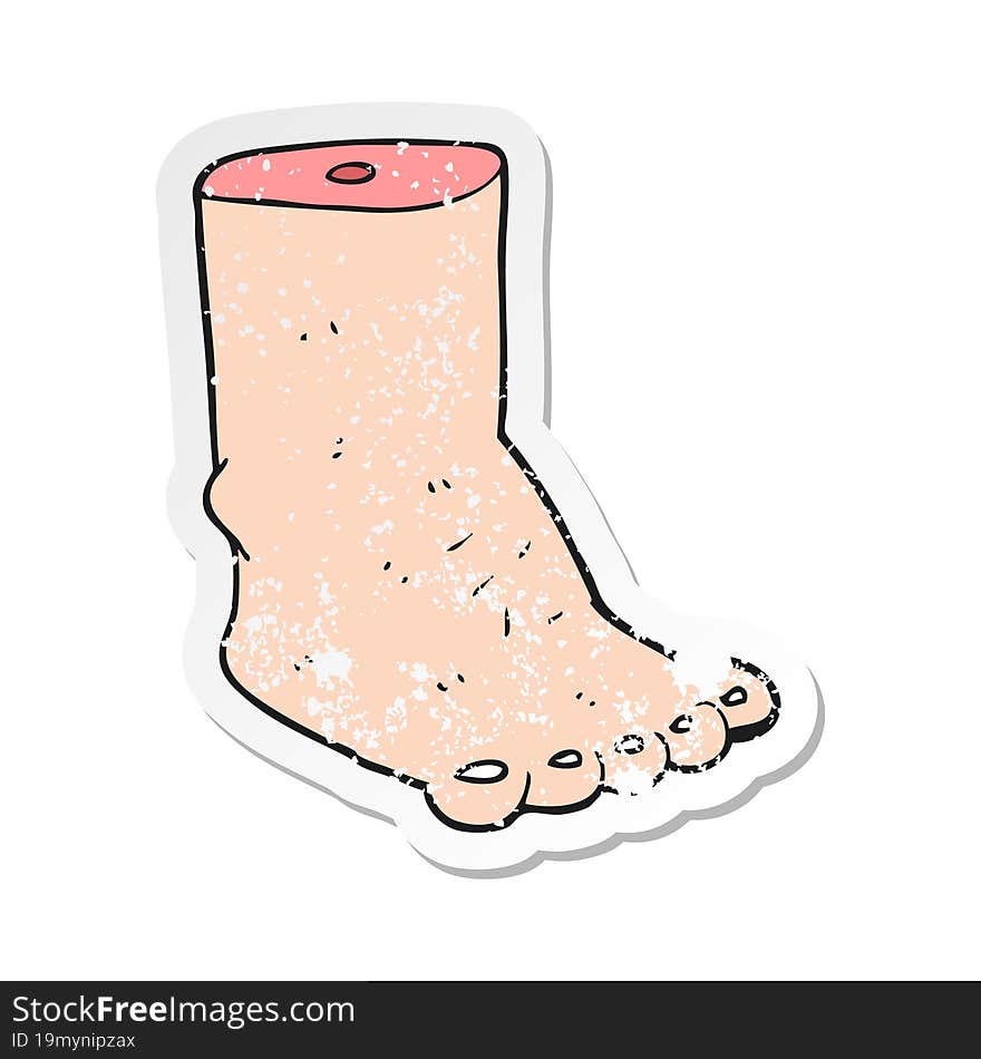 retro distressed sticker of a cartoon foot