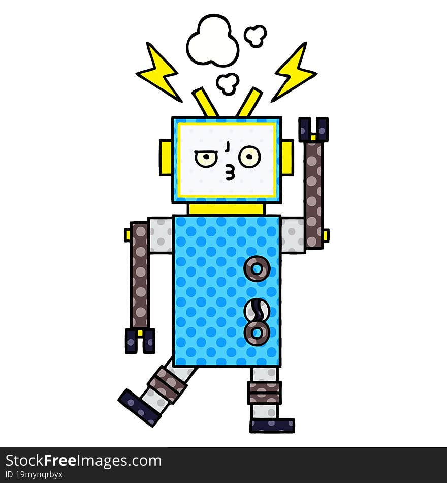 Comic Book Style Cartoon Robot