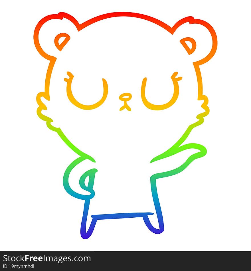 Rainbow Gradient Line Drawing Peaceful Cartoon Bear