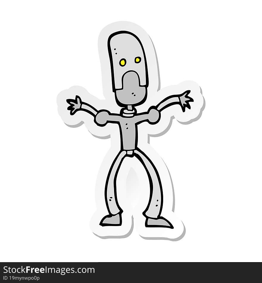 sticker of a cartoon funny robot