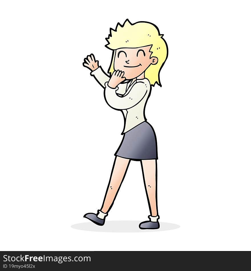 cartoon happy businesswoman