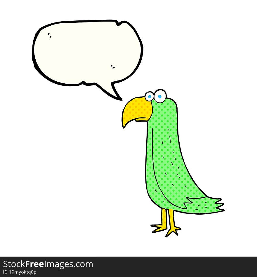 Comic Book Speech Bubble Cartoon Parrot