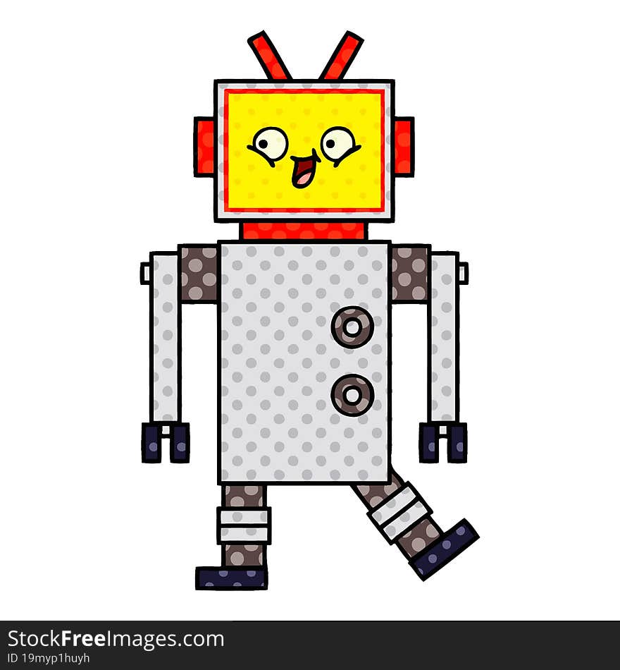 Comic Book Style Cartoon Robot