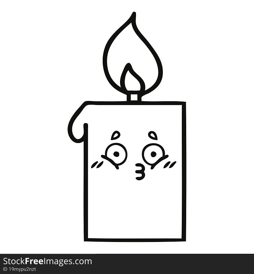 line drawing cartoon lit candle