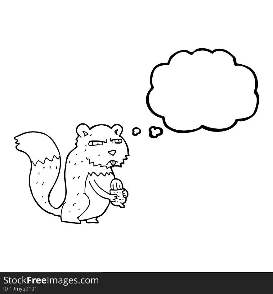 thought bubble cartoon angry squirrel with nut