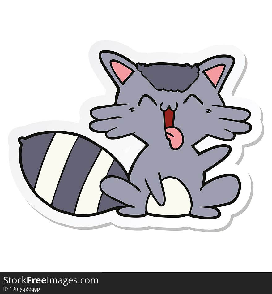 sticker of a cute cartoon raccoon